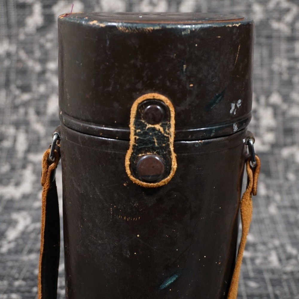 Nikon Nikkor F Brown Leather Hard Lens Case 5 1/4 x 3 1/2 Inch Vintage V29